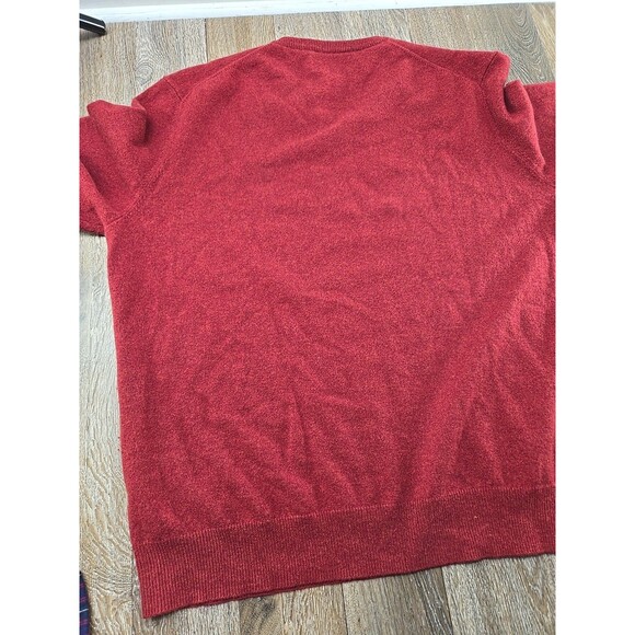 Black Brown 2 Ply Cashmere Sweater Men's XL V-Neck Red Long Sleeve Luxury - Picture 8 of 9